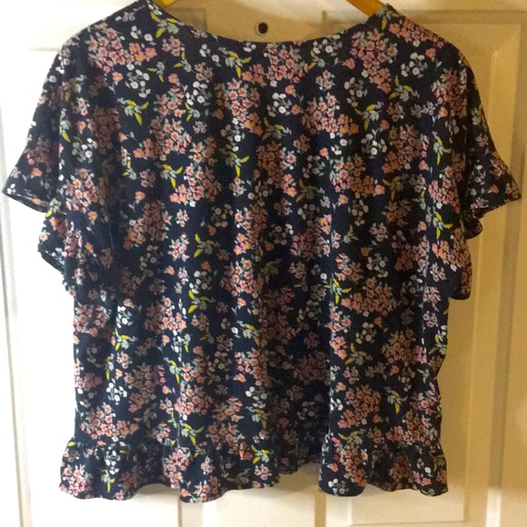 Ann Taylor Loft Floral Ruffle T-Shirt Loose Top Small - Picture 5 of 7